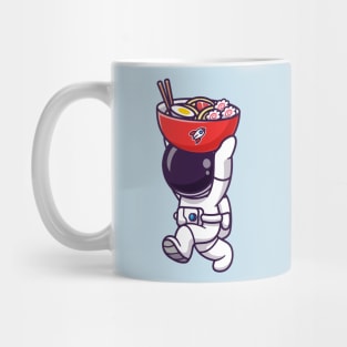 Cute Astronaut Bring Ramen Bowl Cartoon Mug